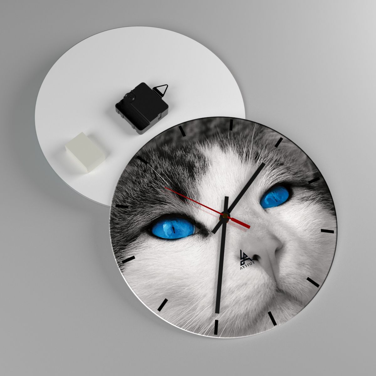 Nástěnné hodiny Zvířata, Nástěnné hodiny Kočka, Nástěnné hodiny Modré Oči, Nástěnné hodiny Příteli, Nástěnné hodiny Černý A Bílý