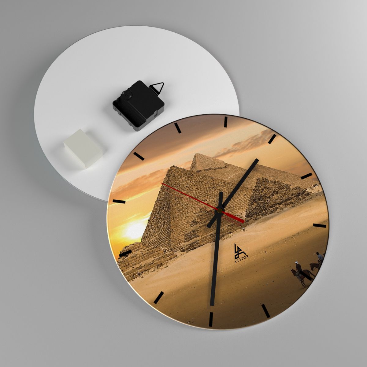 Nástenné hodiny Architektúra, Nástenné hodiny Egypt, Nástenné hodiny Pyramídy, Nástenné hodiny Púšť, Nástenné hodiny Západ Slnka