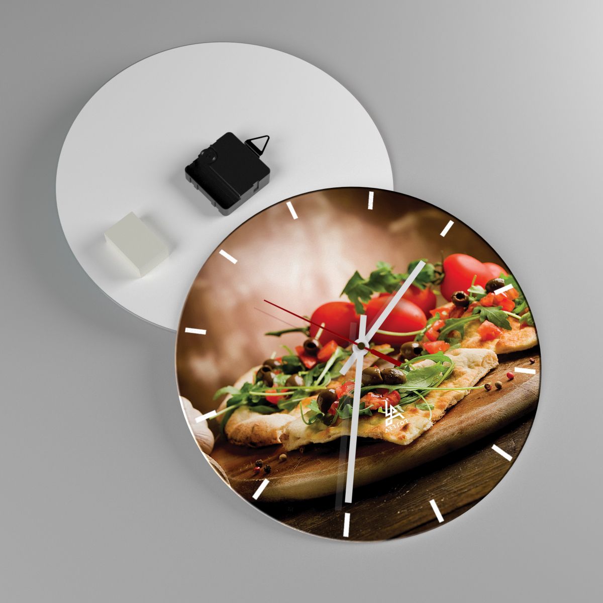 Nástenné hodiny Gastronómia, Nástenné hodiny Pizza, Nástenné hodiny Taliansko, Nástenné hodiny Kuchyňa, Nástenné hodiny Paradajky