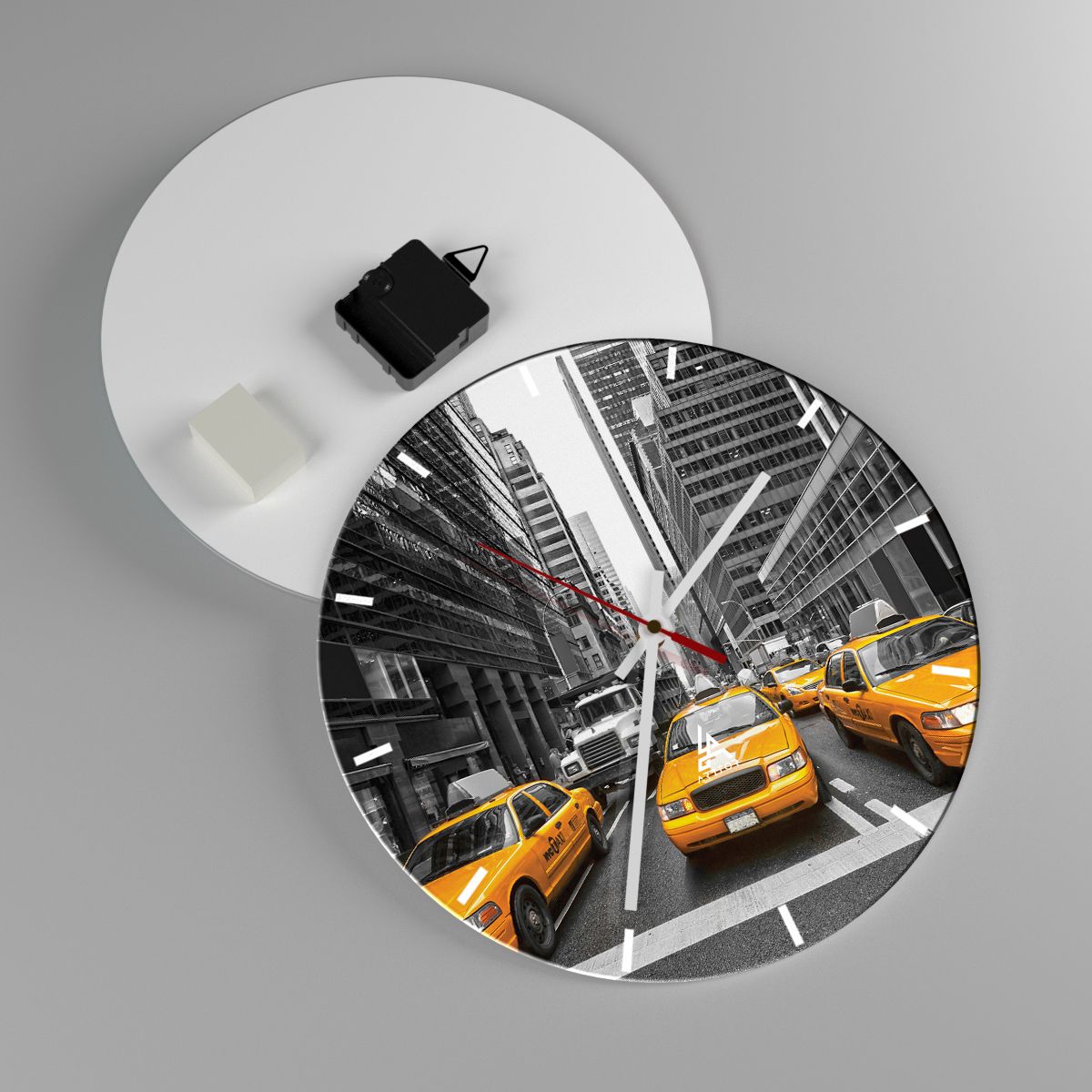 Nástěnné hodiny Město, Nástěnné hodiny New York, Nástěnné hodiny Architektura, Nástěnné hodiny Taxi, Nástěnné hodiny Manhattan