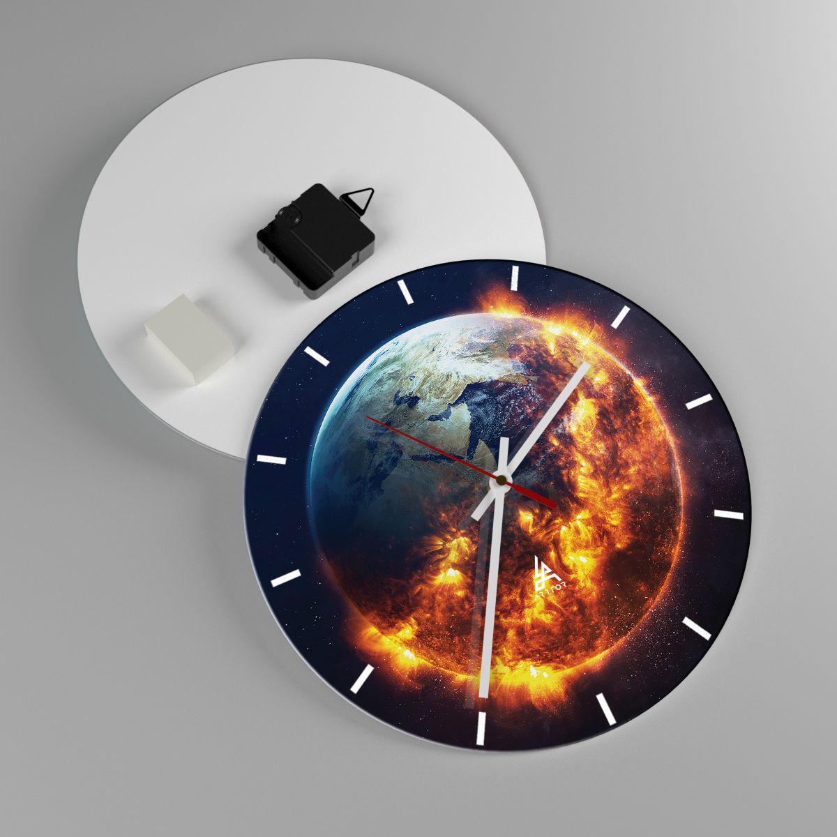 Horloge murale Cosmos, Horloge murale Planète Terre, Horloge murale Flammes De Feu, Horloge murale Globe, Horloge murale Apocalypse