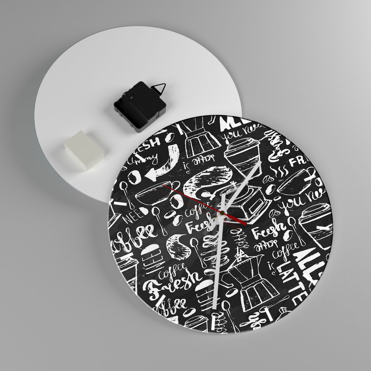 Reloj de pared Gastronomía, Reloj de pared Mural, Reloj de pared Pintada, Reloj de pared Café, Reloj de pared Arte Artístico