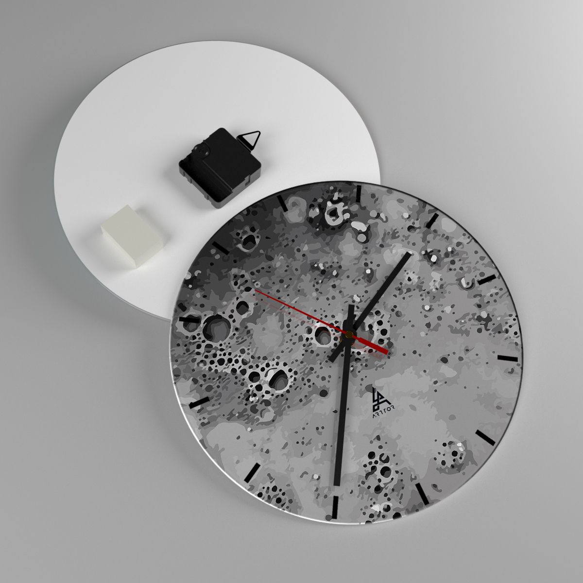 Reloj de pared Composición, Reloj de pared Arte, Reloj de pared Gráficos, Reloj de pared Arte Moderno, Reloj de pared Cráteres