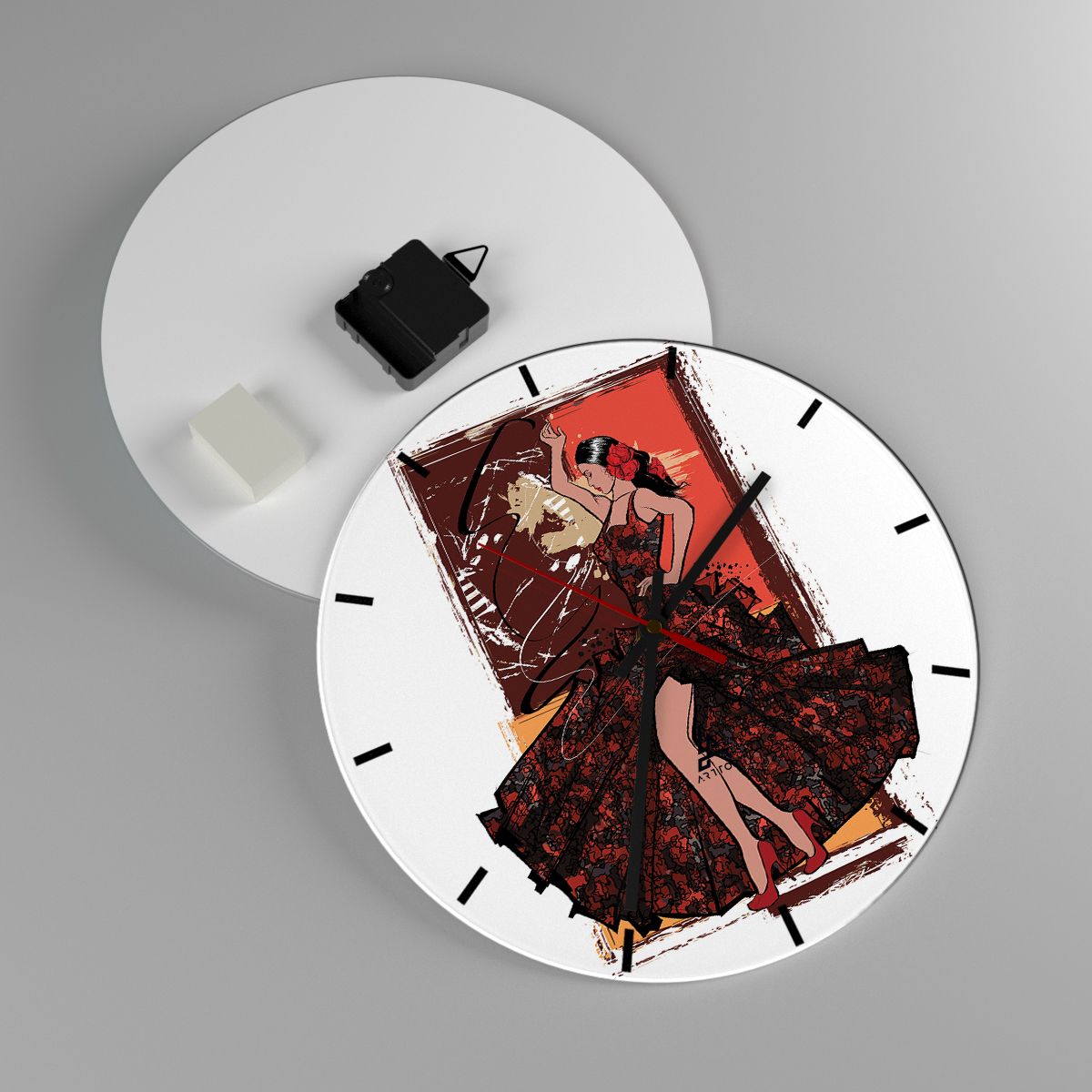 Horloge murale Danseur, Horloge murale Flamenco, Horloge murale Danse, Horloge murale Art, Horloge murale Mode