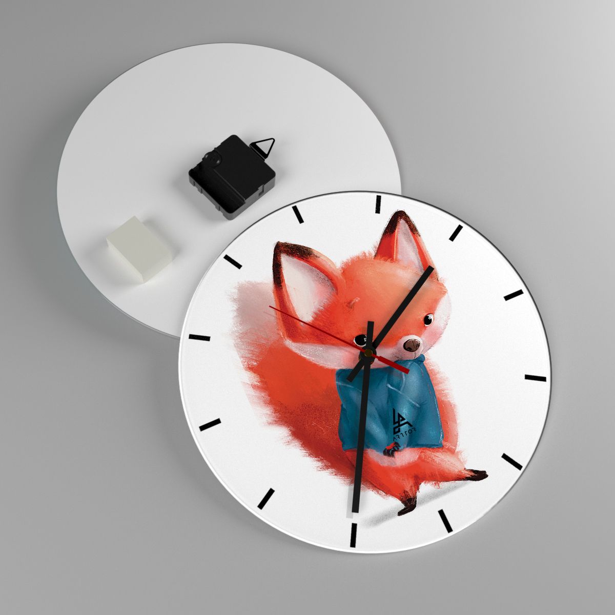 Reloj de pared Para Niños, Reloj de pared Zorro Animal, Reloj de pared Historia, Reloj de pared Arte, Reloj de pared Acuarelas
