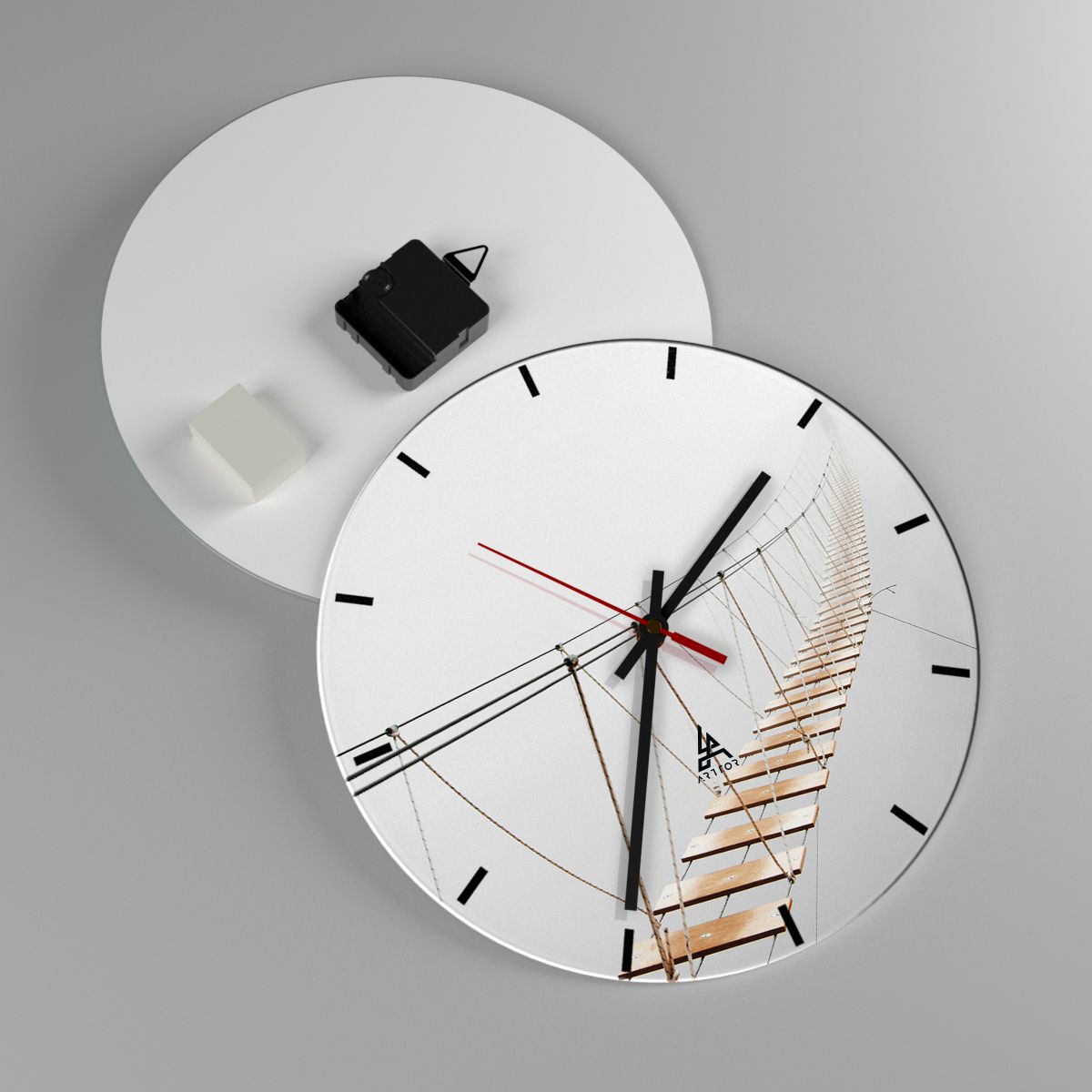 Reloj de pared Abstracción, Reloj de pared Puente Suspendido, Reloj de pared Arte, Reloj de pared Niebla, Reloj de pared Misterio