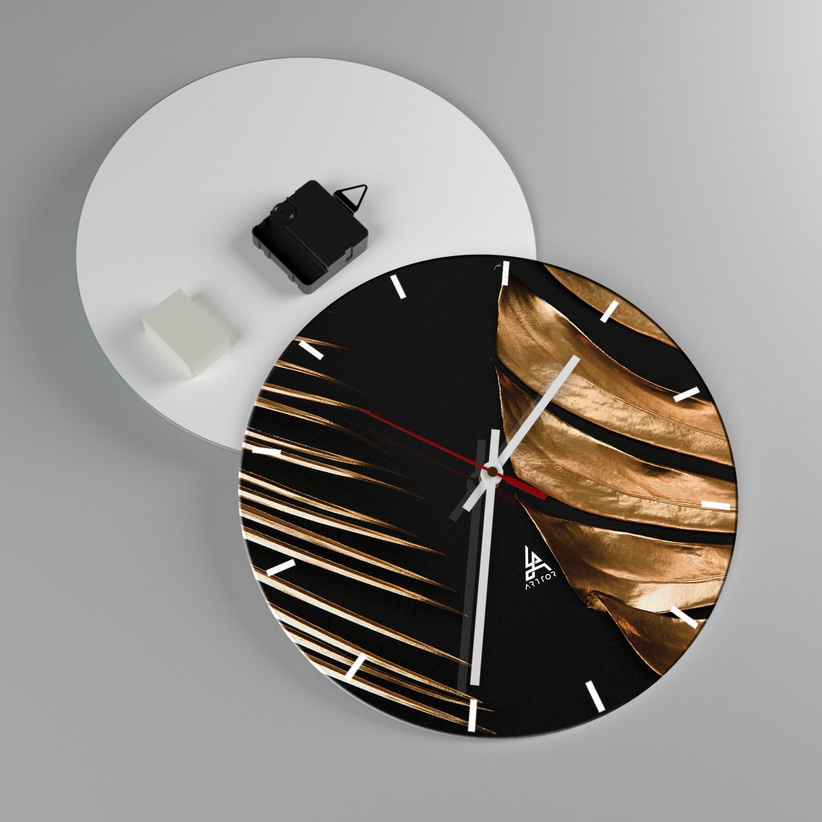 Reloj de pared Hoja De Palma, Reloj de pared Hoja De Monstera, Reloj de pared Abstracción, Reloj de pared Arte, Reloj de pared Oro