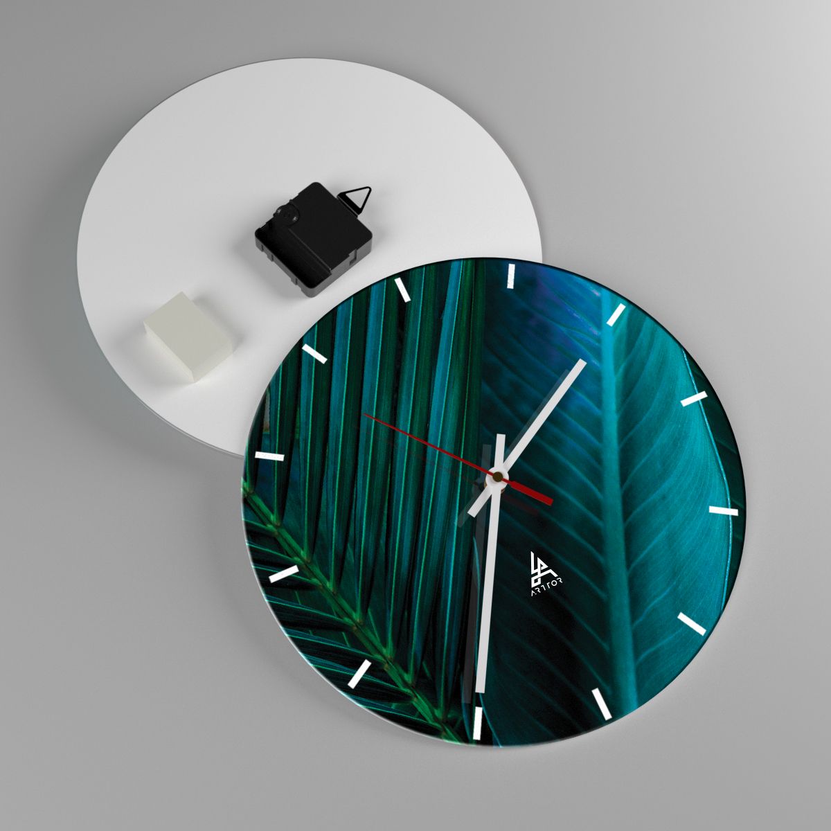 Reloj de pared Hojas Verdes, Reloj de pared Planta Tropical, Reloj de pared Naturaleza, Reloj de pared Arte, Reloj de pared Botánica