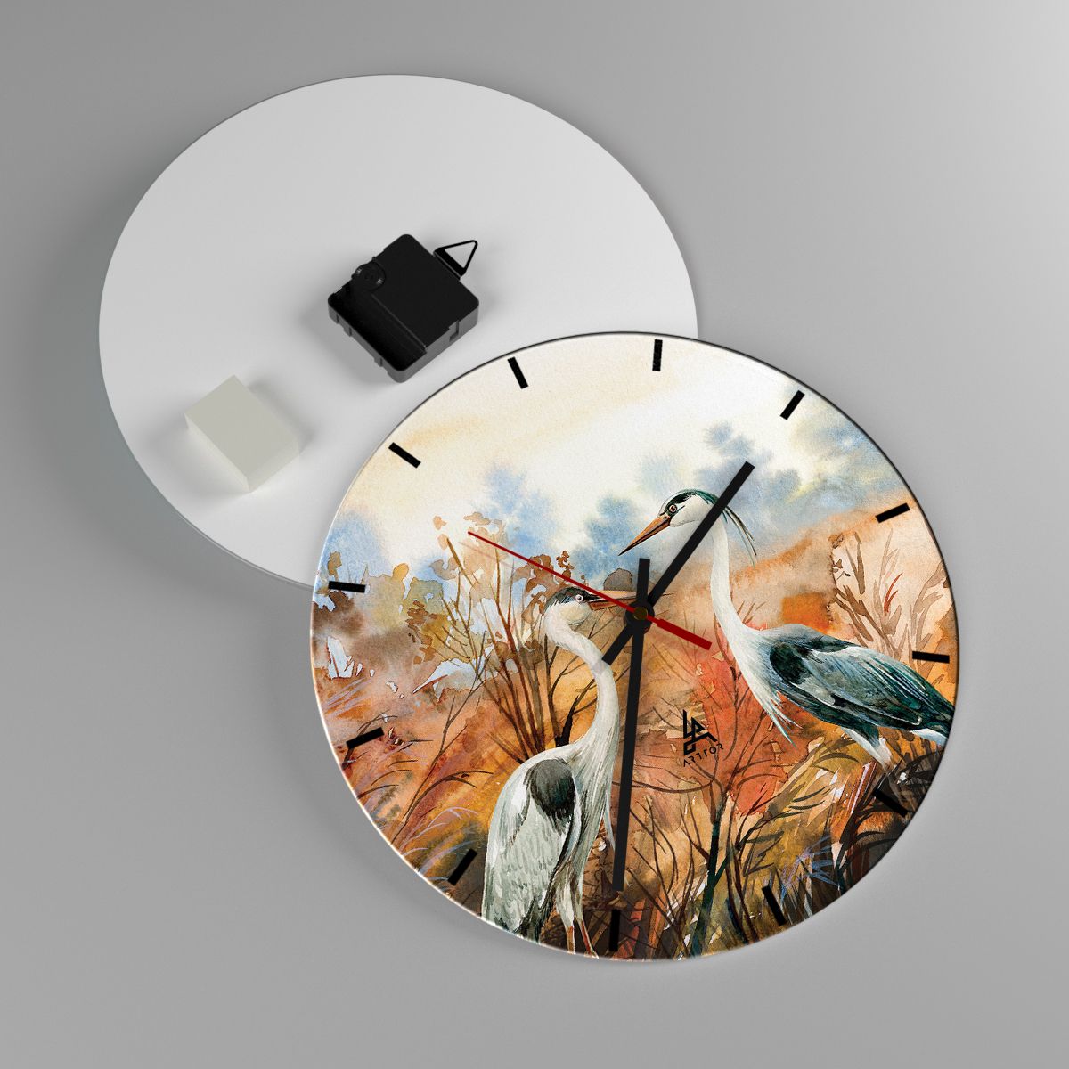 Horloge murale Grue, Horloge murale Les Oiseaux, Horloge murale La Nature, Horloge murale Art, Horloge murale Asie