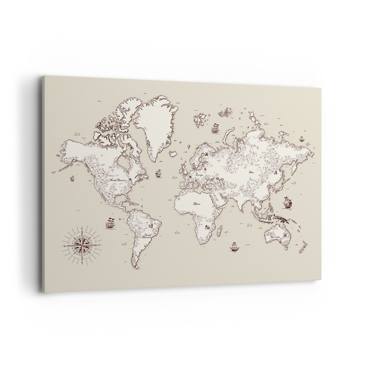 Obraz Na Płótnie - Mapa Kontynent - 100X70 Cm - Aa100X70-2910