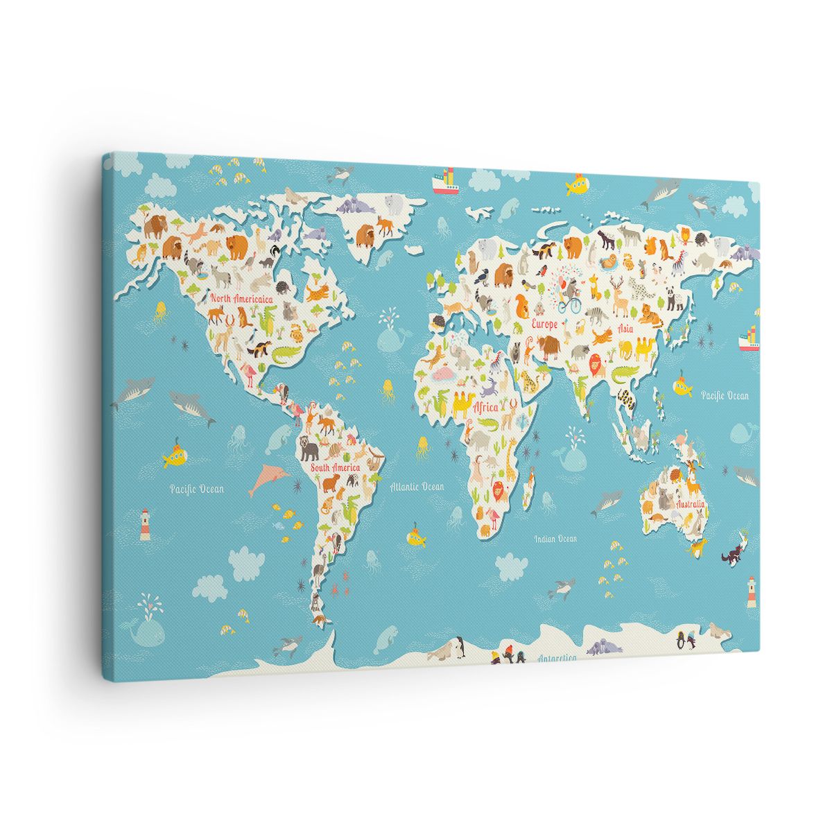 Obraz Na Płótnie - Mapa Kontynent - 70X50 Cm - Aa70X50-3106