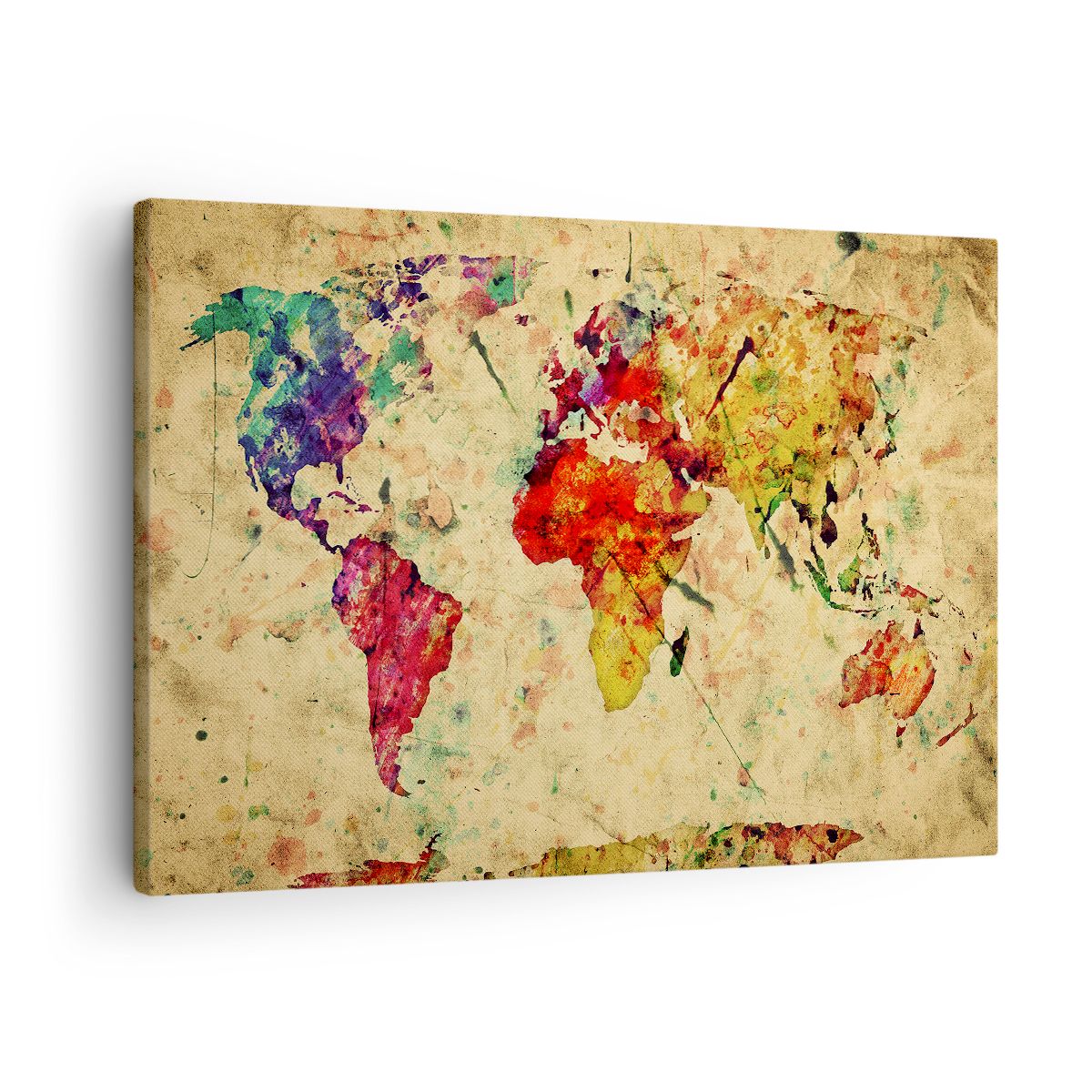 Obraz Na Płótnie - Mapa Kontynenty  - 70X50 Cm - Aa70X50-3582