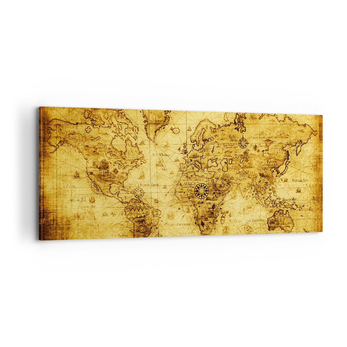 Obraz Na Płótnie - Mapa Świata - 100X40 Cm - Ab100X40-0127