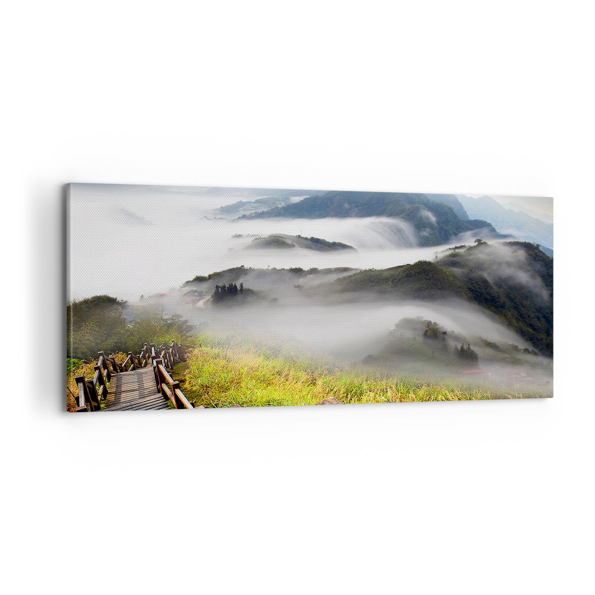 Obraz Na Płótnie - Góry Droga Mgła - 100X40 Cm - Ab100X40-2444