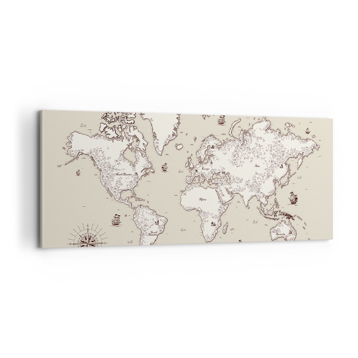 Obraz Na Płótnie - Mapa Kontynent - 100X40 Cm - Ab100X40-2910