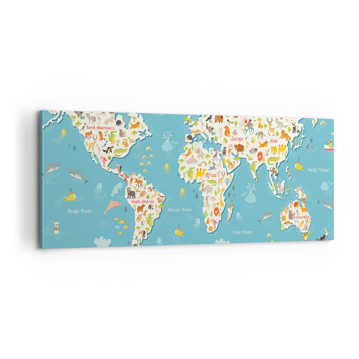 Obraz Na Płótnie - Mapa Kontynent - 100X40 Cm - Ab100X40-3106