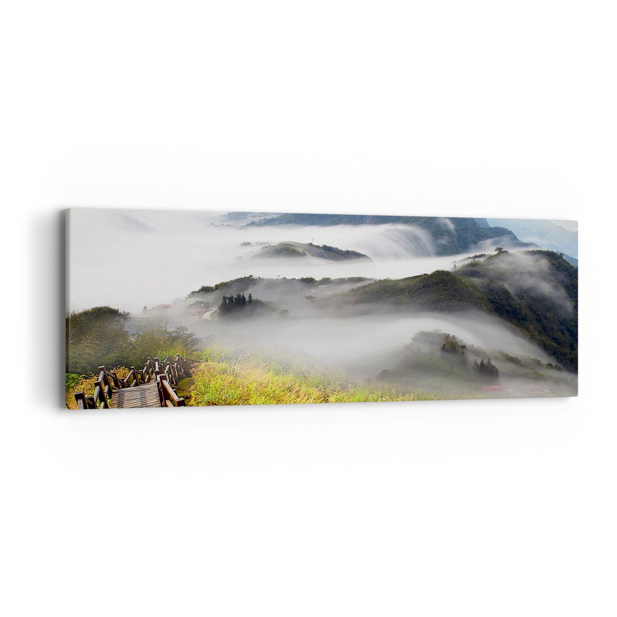 Obraz Na Płótnie - Góry Droga Mgła - 90X30 Cm - Ab90X30-2444