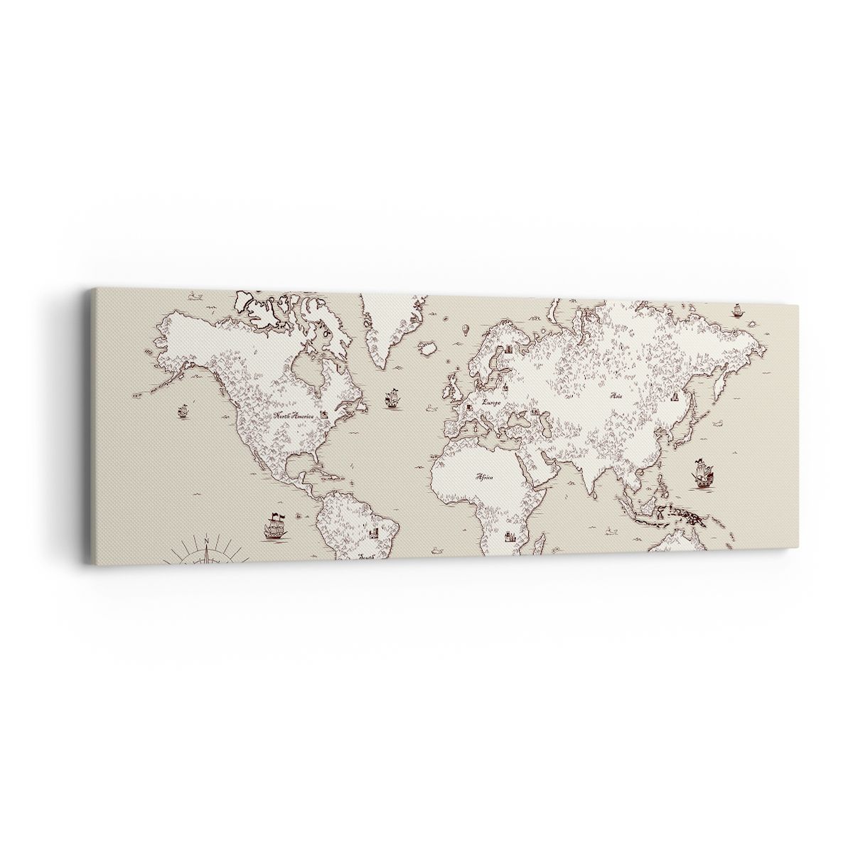 Obraz Na Płótnie - Mapa Kontynent - 90X30 Cm - Ab90X30-2910