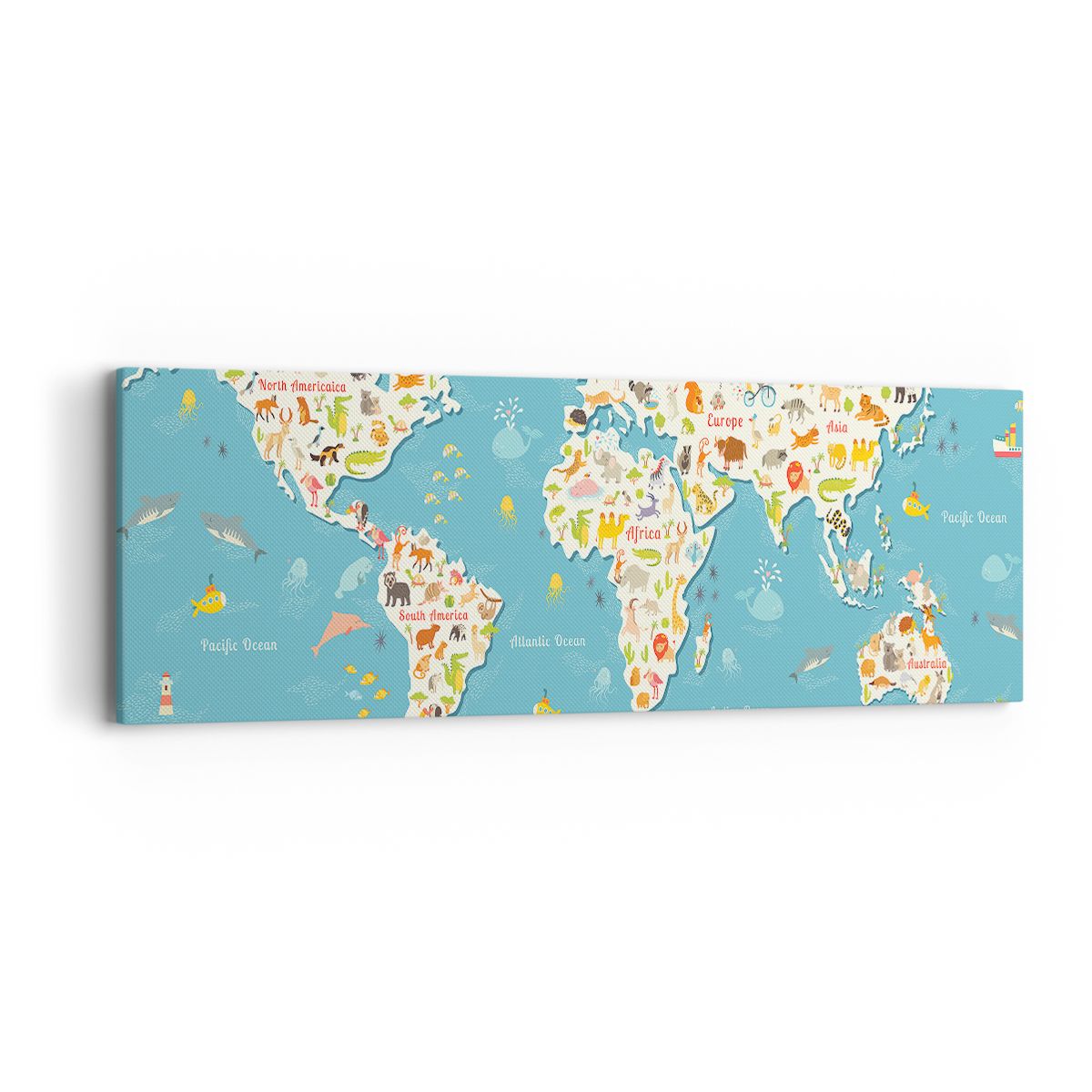 Obraz Na Płótnie - Mapa Kontynent - 90X30 Cm - Ab90X30-3106
