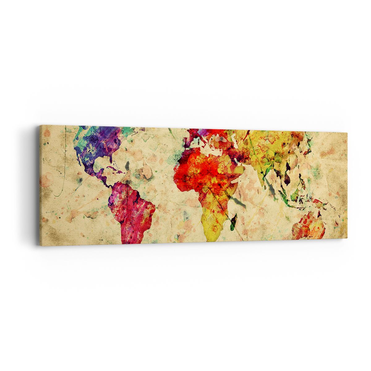 Obraz Na Płótnie - Mapa Kontynenty  - 90X30 Cm - Ab90X30-3582