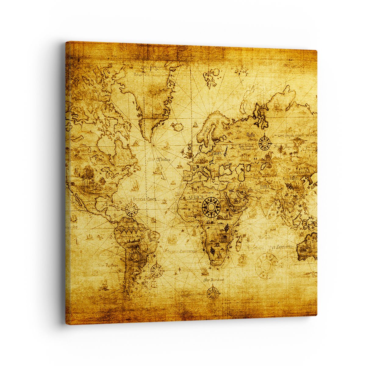 Obraz Na Płótnie - Mapa Świata - 40X40 Cm - Ac40X40-0127