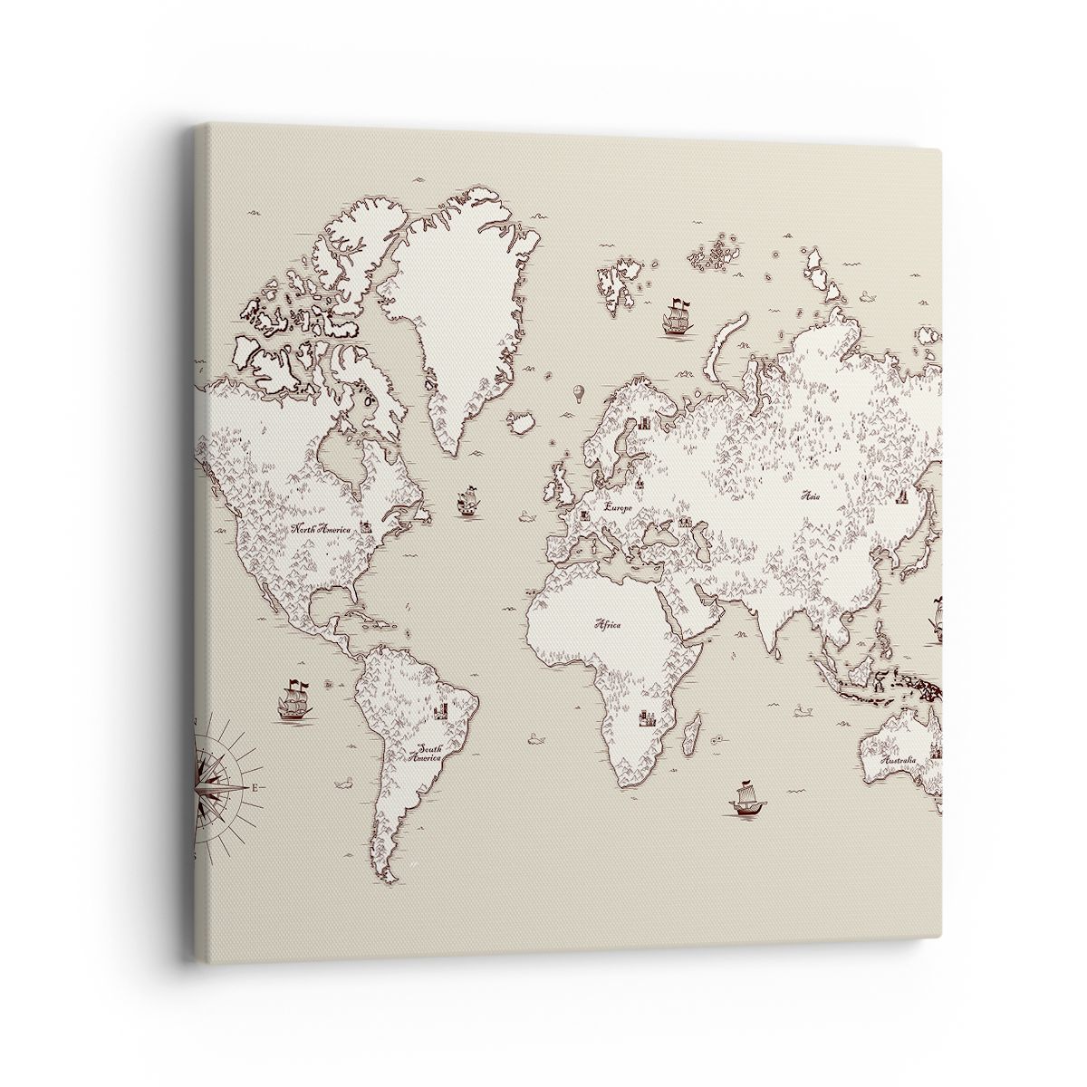 Obraz Na Płótnie - Mapa Kontynent - 40X40 Cm - Ac40X40-2910