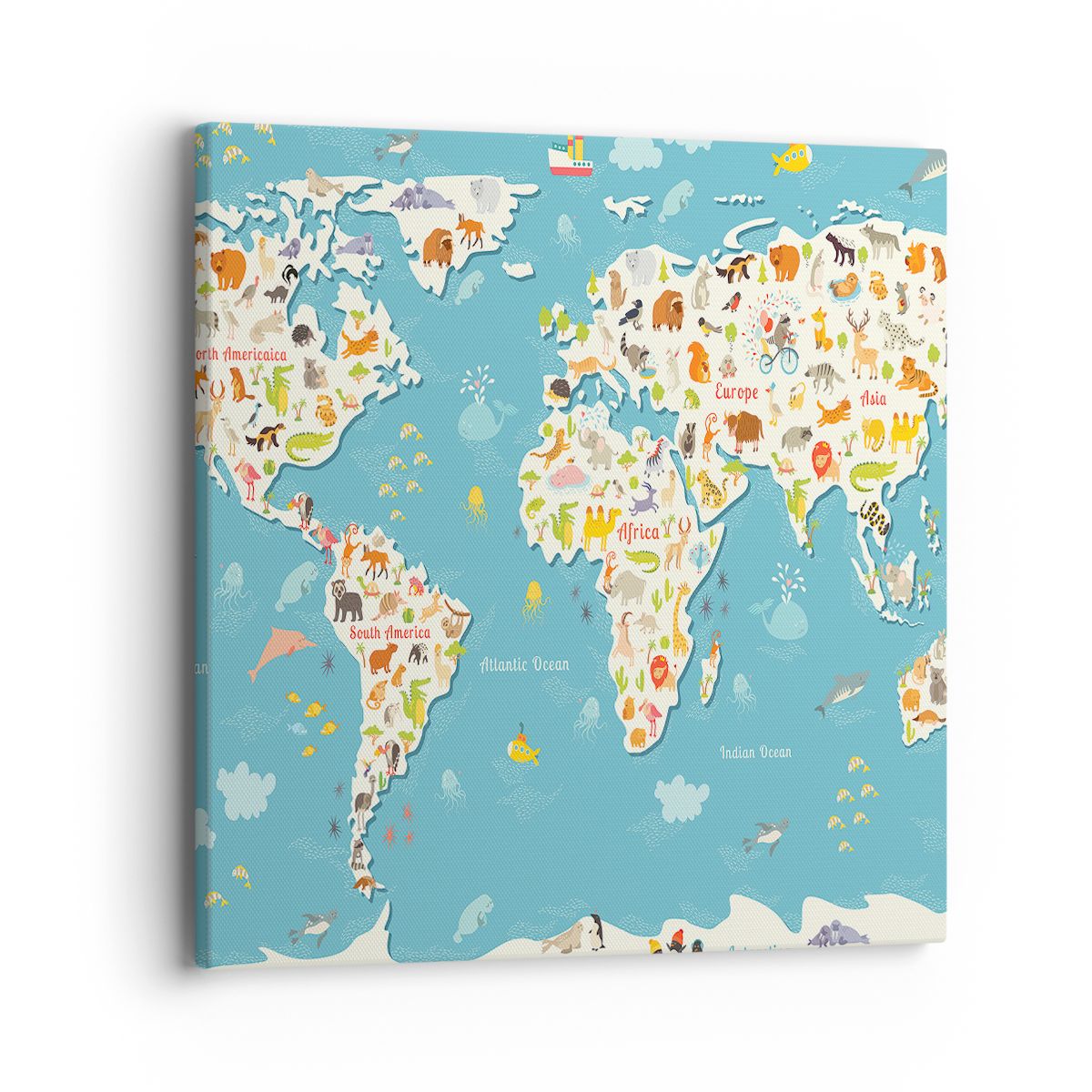 Obraz Na Płótnie - Mapa Kontynent - 40X40 Cm - Ac40X40-3106