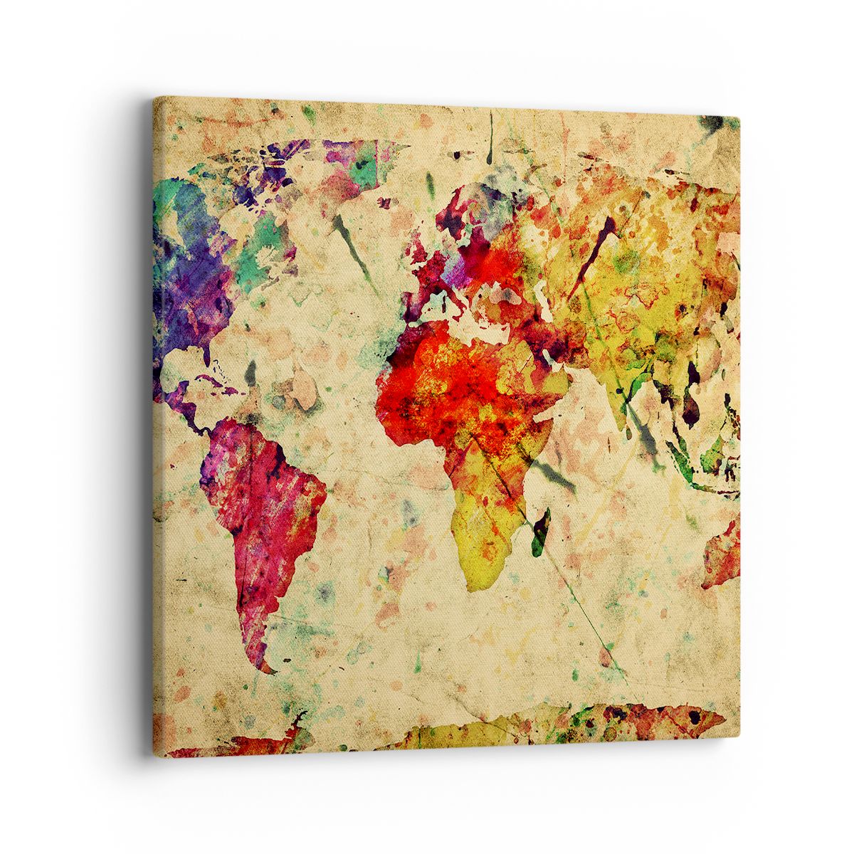 Obraz Na Płótnie - Mapa Kontynenty  - 40X40 Cm - Ac40X40-3582