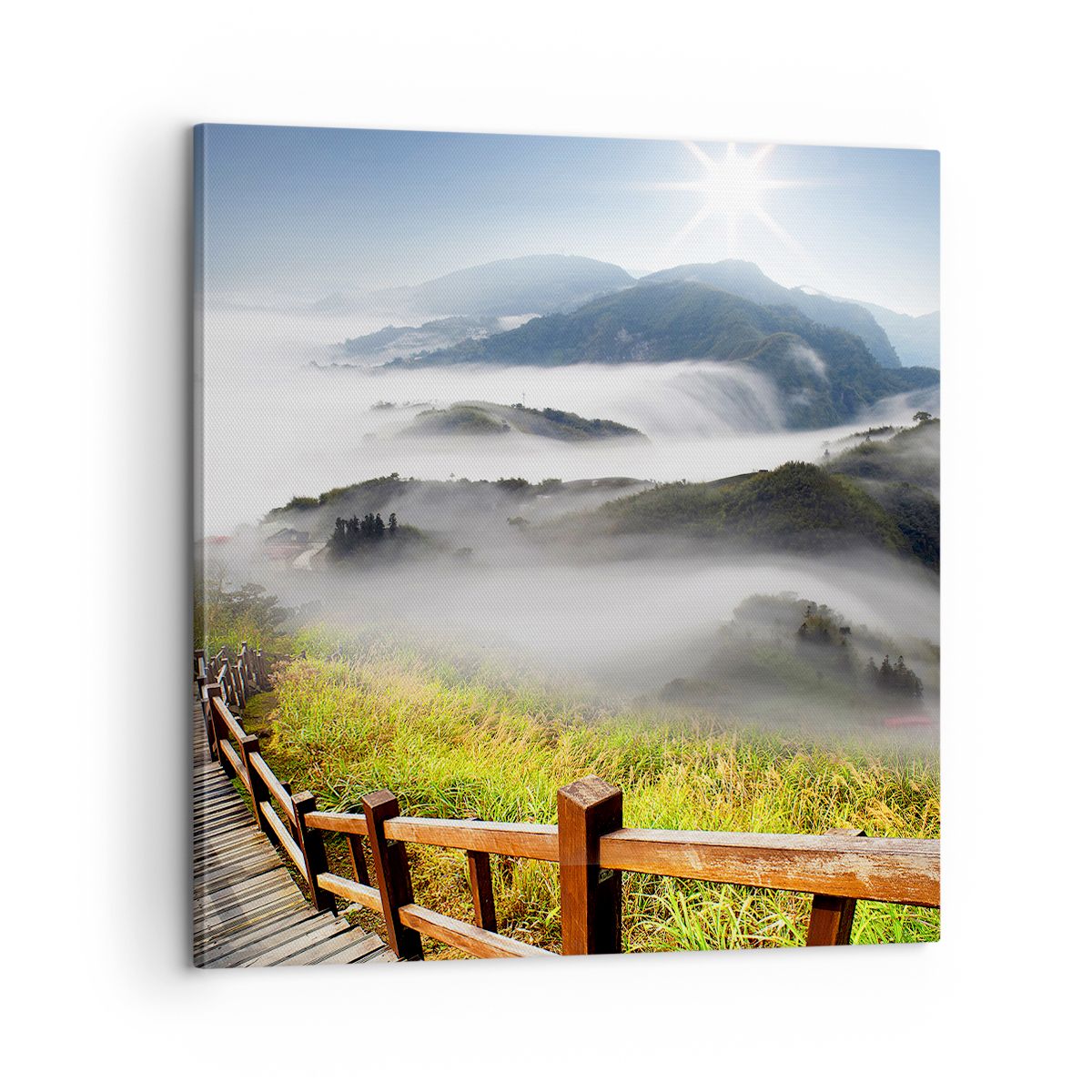 Obraz Na Płótnie - Góry Droga Mgła - 60X60 Cm - Ac60X60-2444