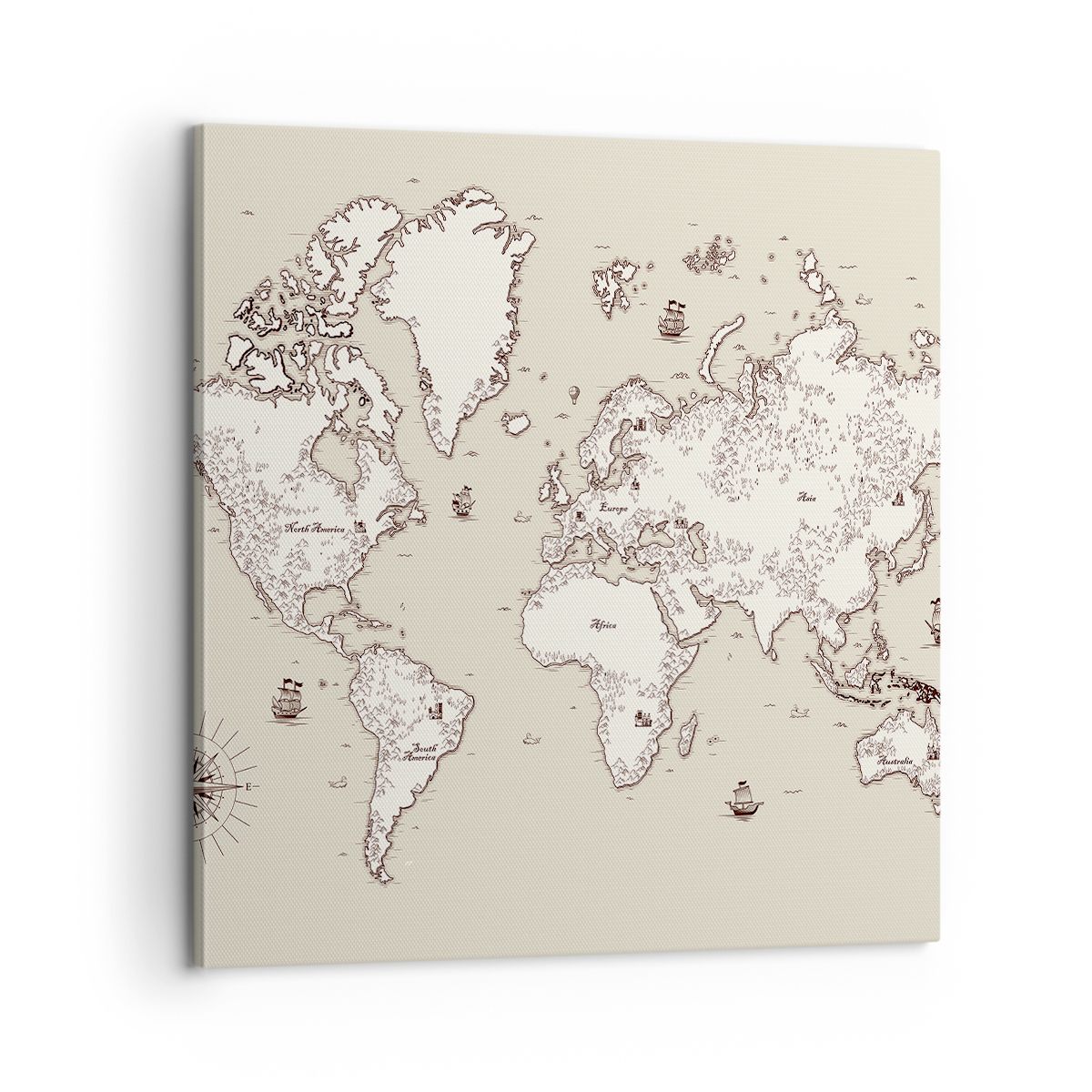 Obraz Na Płótnie - Mapa Kontynent - 60X60 Cm - Ac60X60-2910
