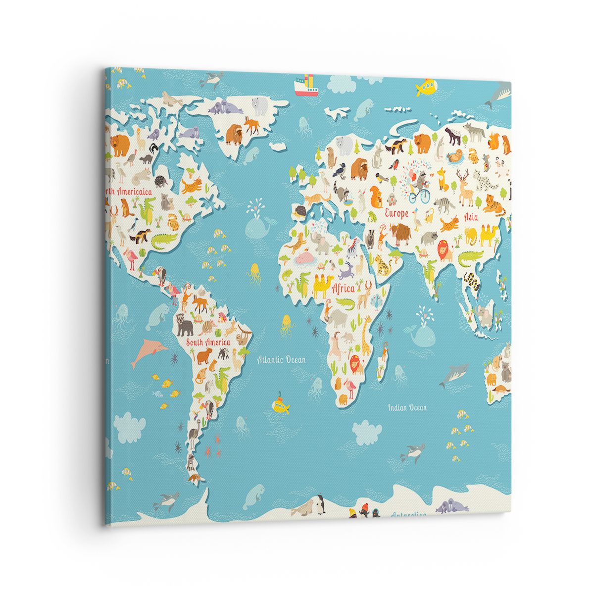 Obraz Na Płótnie - Mapa Kontynent - 60X60 Cm - Ac60X60-3106