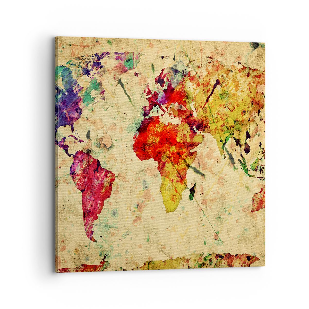Obraz Na Płótnie - Mapa Kontynenty  - 70X70 Cm - Ac70X70-3582