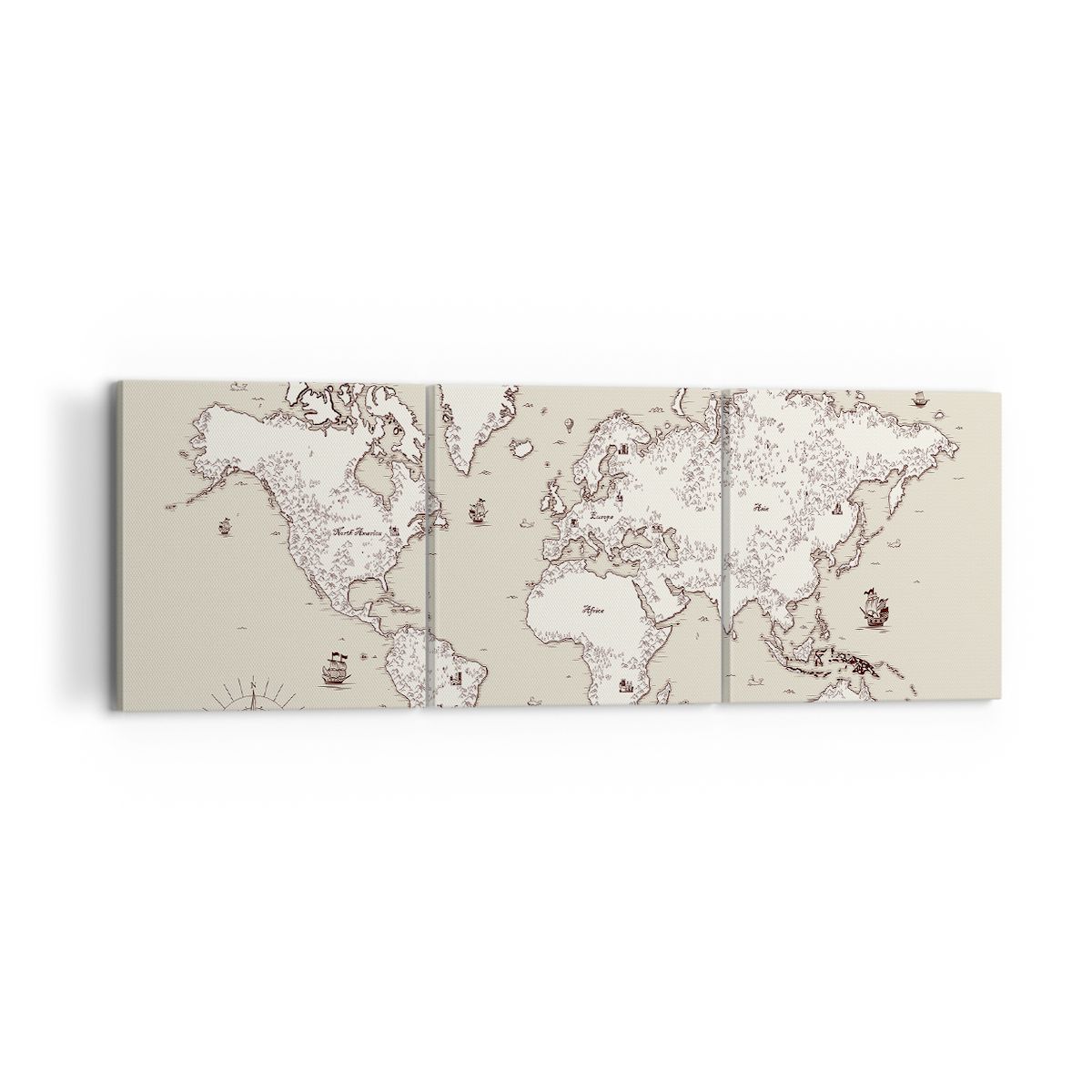 Obraz Na Płótnie - Mapa Kontynent - 120X40 Cm - Ca120X40-2910