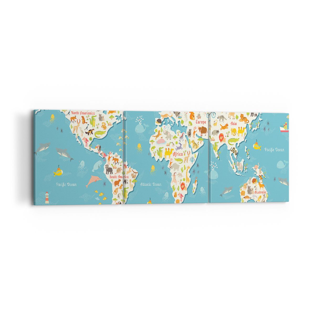 Obraz Na Płótnie - Mapa Kontynent - 120X40 Cm - Ca120X40-3106