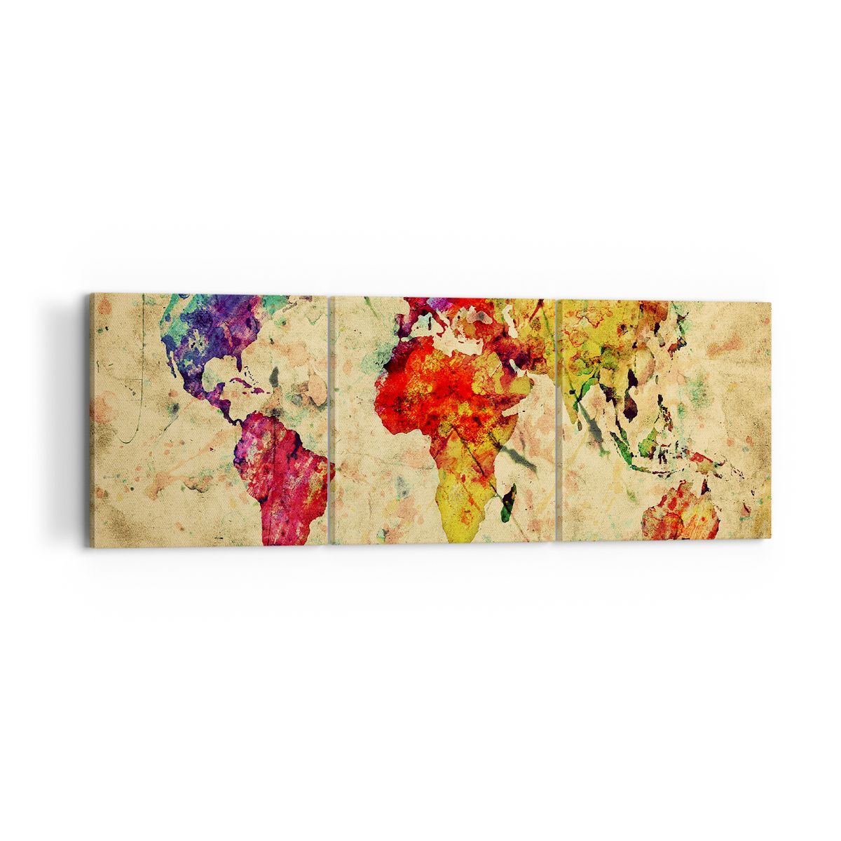 Obraz Na Płótnie - Mapa Kontynenty  - 120X40 Cm - Ca120X40-3582