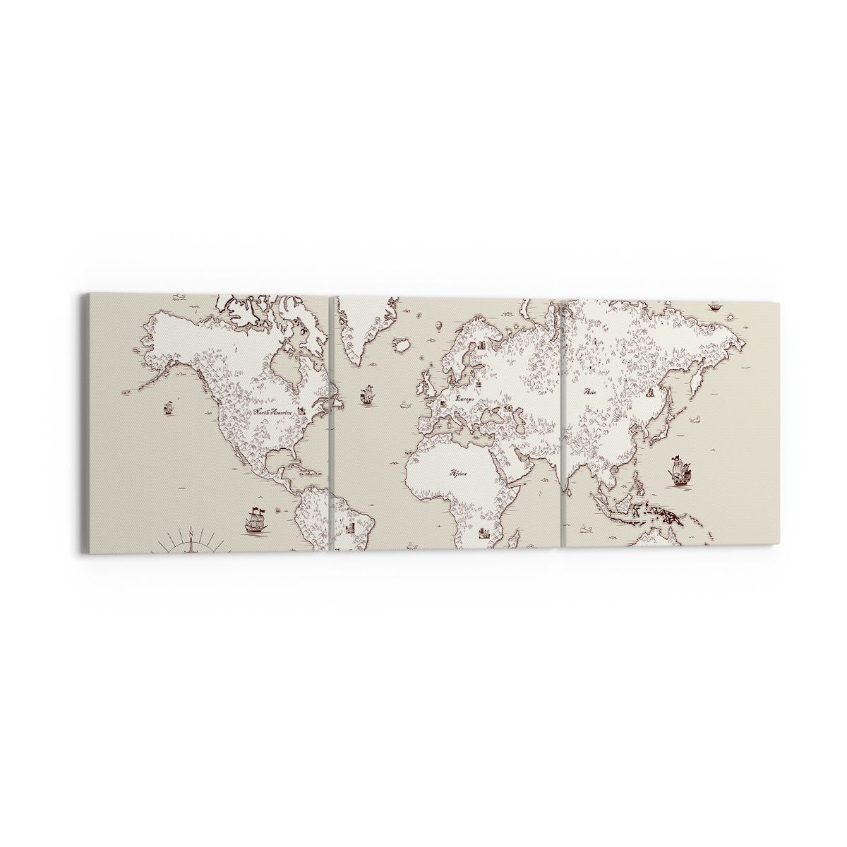Obraz Na Płótnie - Mapa Kontynent - 150X50 Cm - Ca150X50-2910