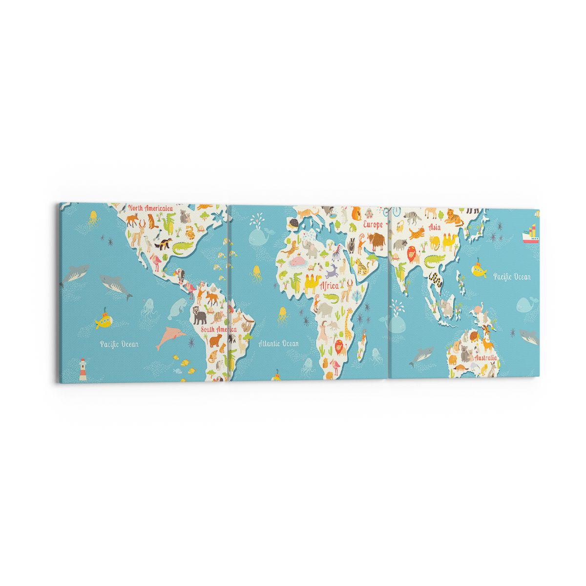 Obraz Na Płótnie - Mapa Kontynent - 150X50 Cm - Ca150X50-3106