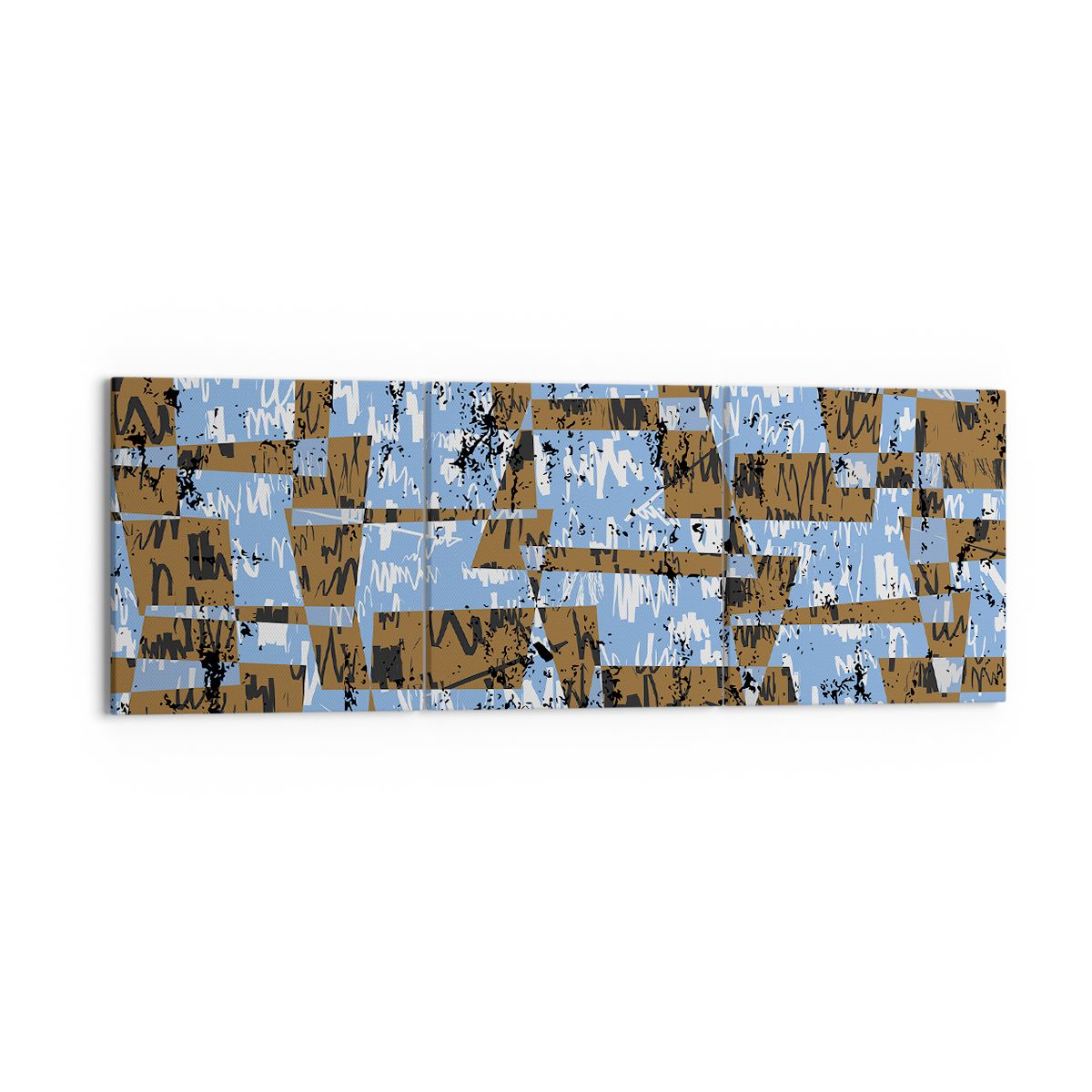 Obraz Na Płótnie - Kolor Błękit Brąz  - 150X50 Cm - Ca150X50-3729