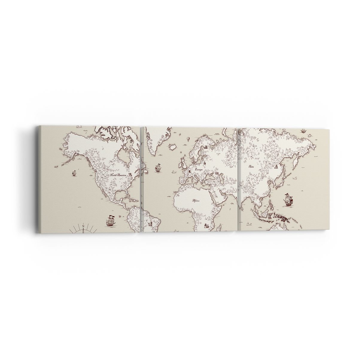Obraz Na Płótnie - Mapa Kontynent - 90X30 Cm - Ca90X30-2910