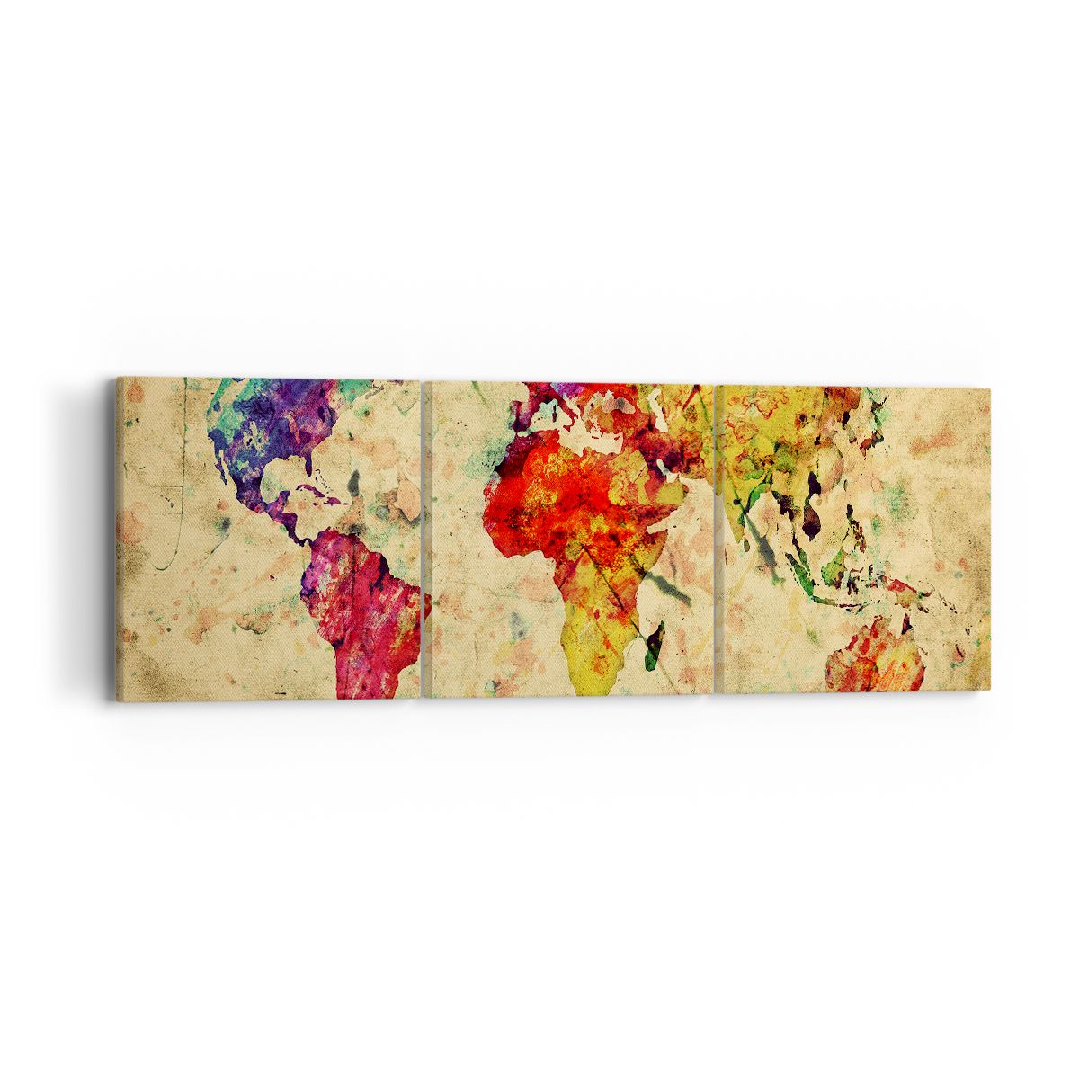 Obraz Na Płótnie - Mapa Kontynenty  - 90X30 Cm - Ca90X30-3582