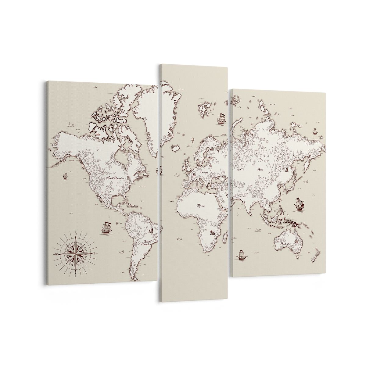 Obraz Na Płótnie - Mapa Kontynent - 95X80 Cm - Cb95X80-2910