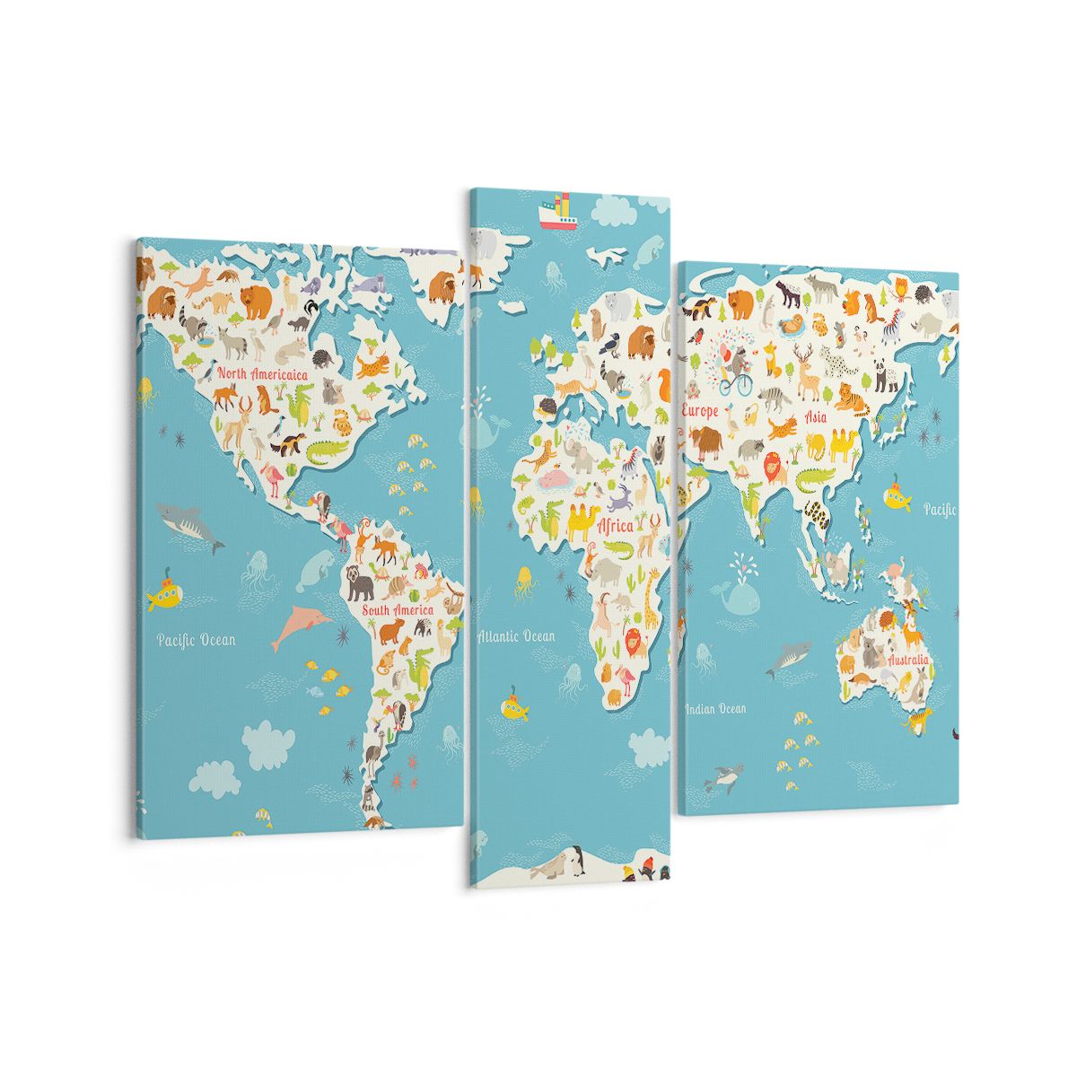 Obraz Na Płótnie - Mapa Kontynent - 95X80 Cm - Cb95X80-3106