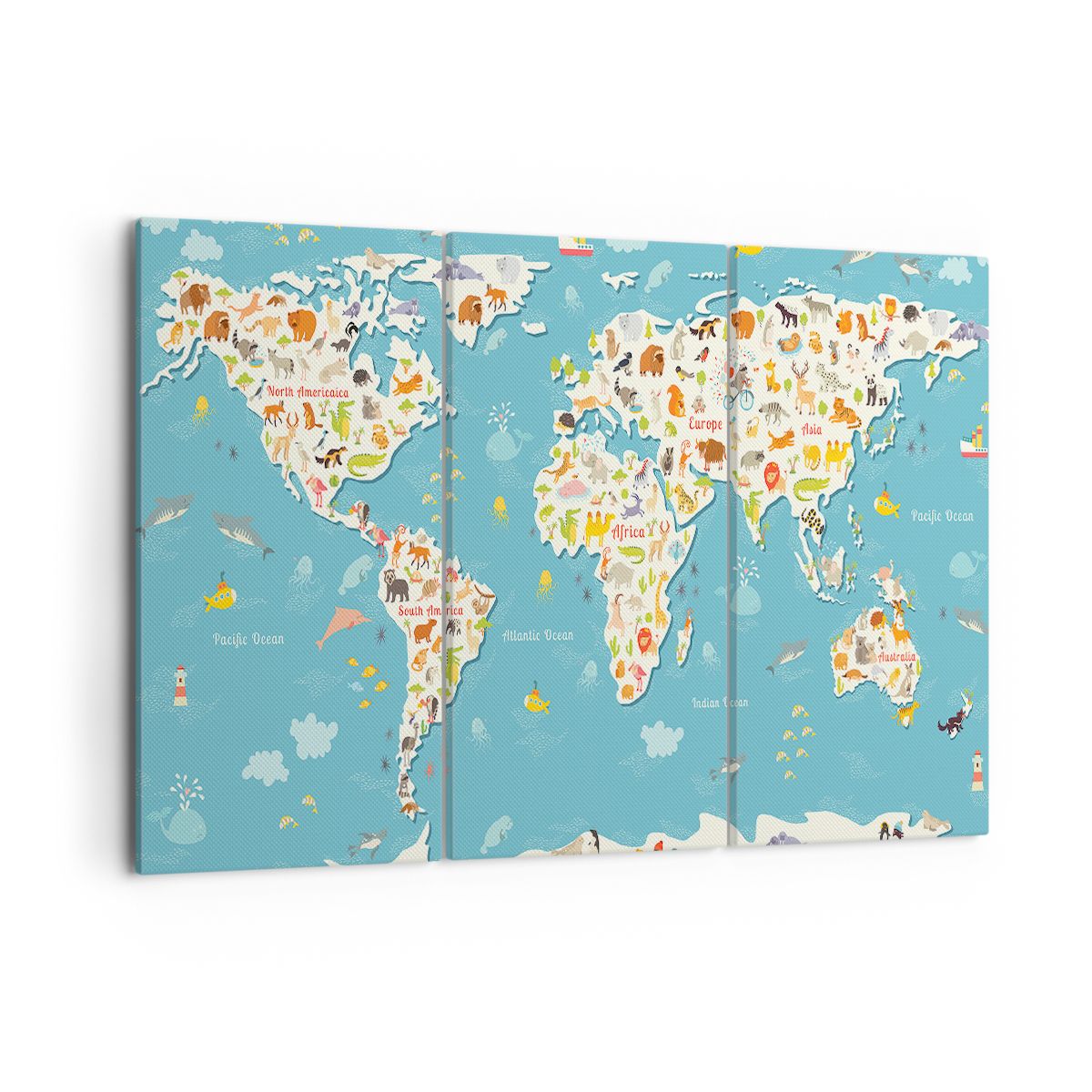 Obraz Na Płótnie - Mapa Kontynent - 105X70 Cm - Ce105X70-3106