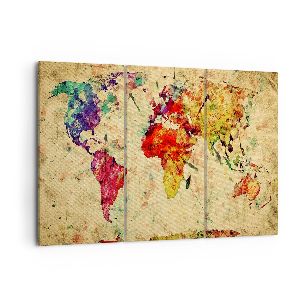 Obraz Na Płótnie - Mapa Kontynenty  - 105X70 Cm - Ce105X70-3582