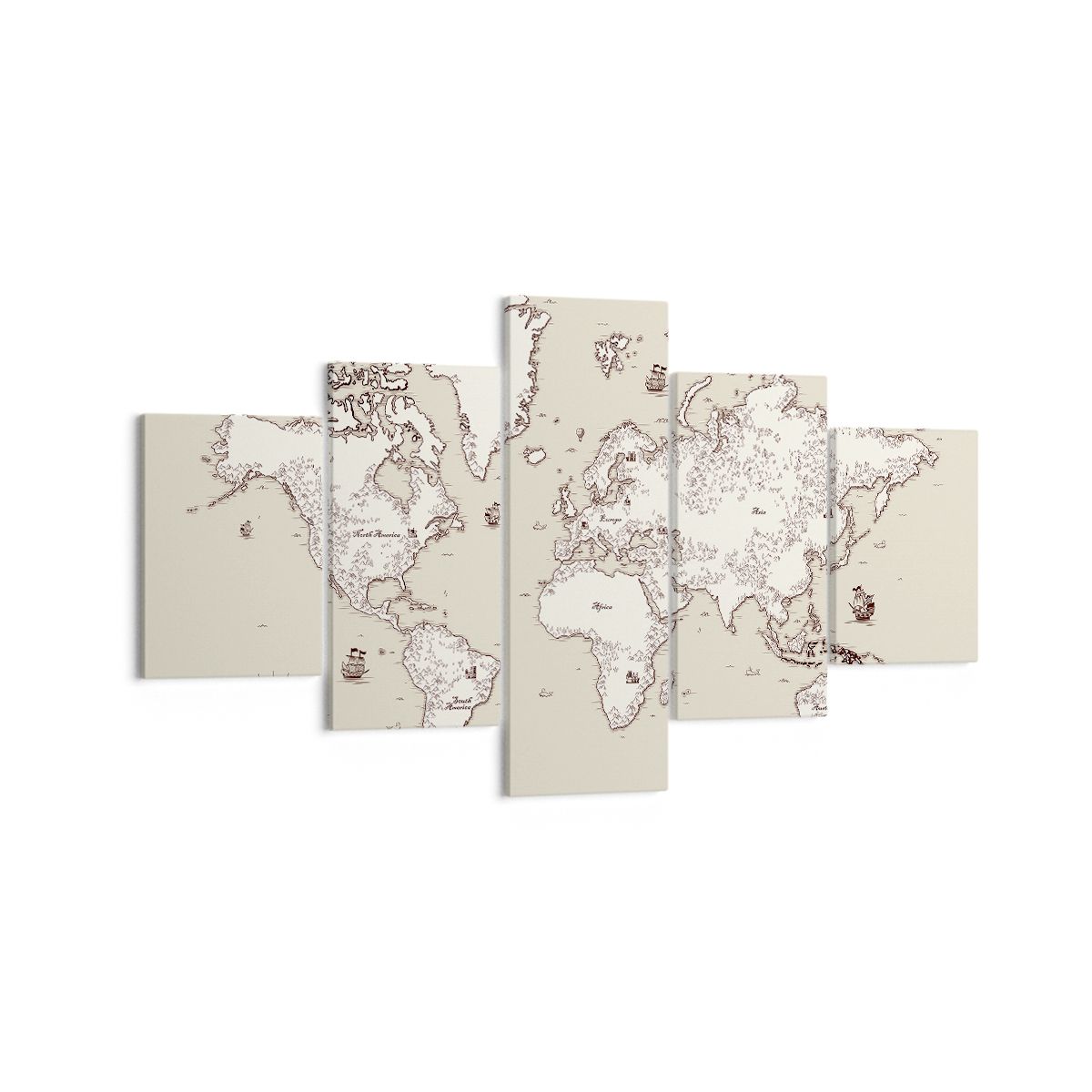 Obraz Na Płótnie - Mapa Kontynent - 125X70 Cm - Ea125X70-2910