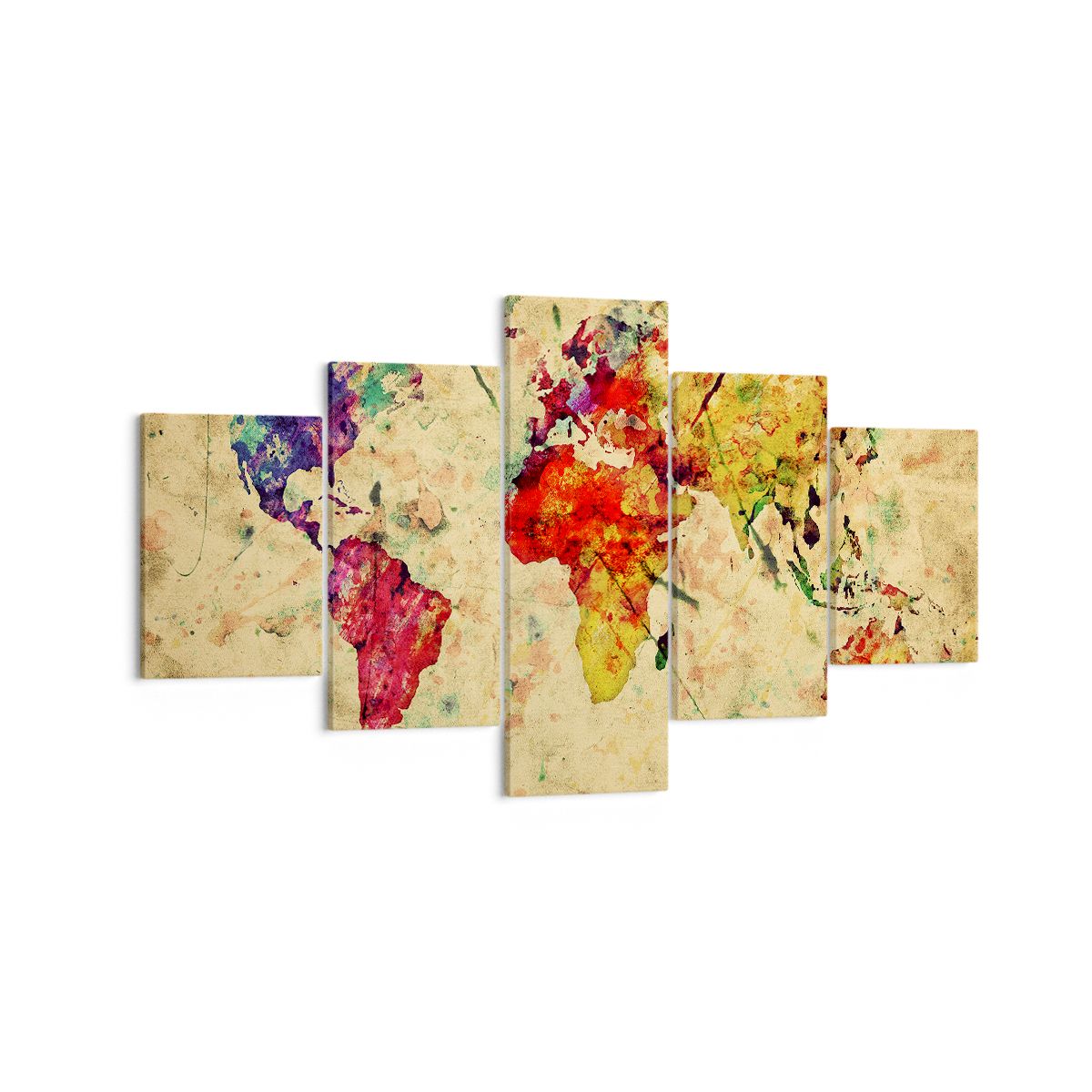 Obraz Na Płótnie - Mapa Kontynenty  - 125X70 Cm - Ea125X70-3582
