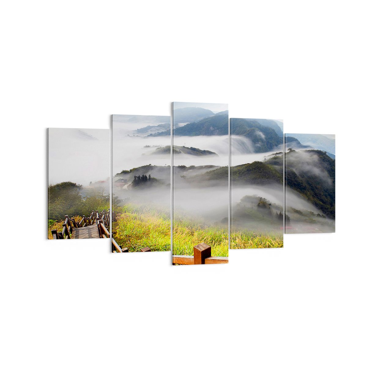 Obraz Na Płótnie - Góry Droga Mgła - 160X85 Cm - Ea160X85-2444