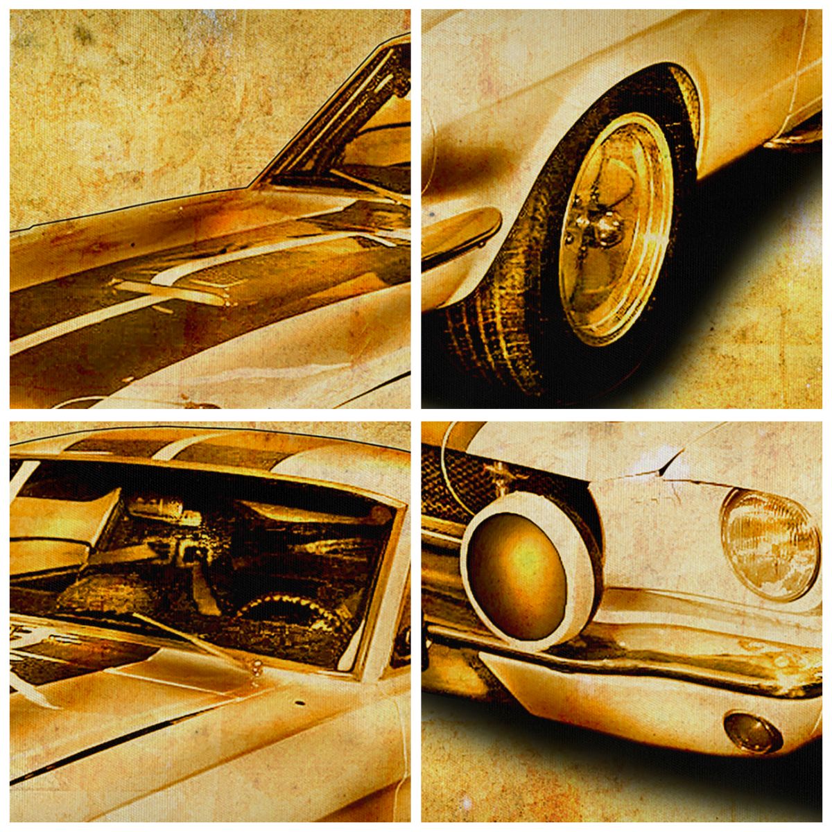 Obraz Na Płótnie - Samochód Sepia - 95X80 Cm - Cb95X80-0528