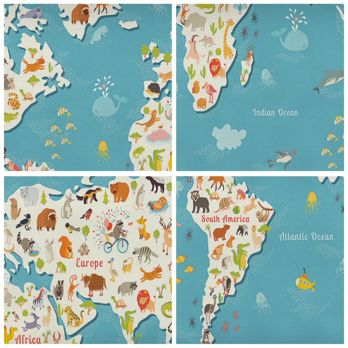 Obraz Na Płótnie - Mapa Kontynent - 95X80 Cm - Cb95X80-3106
