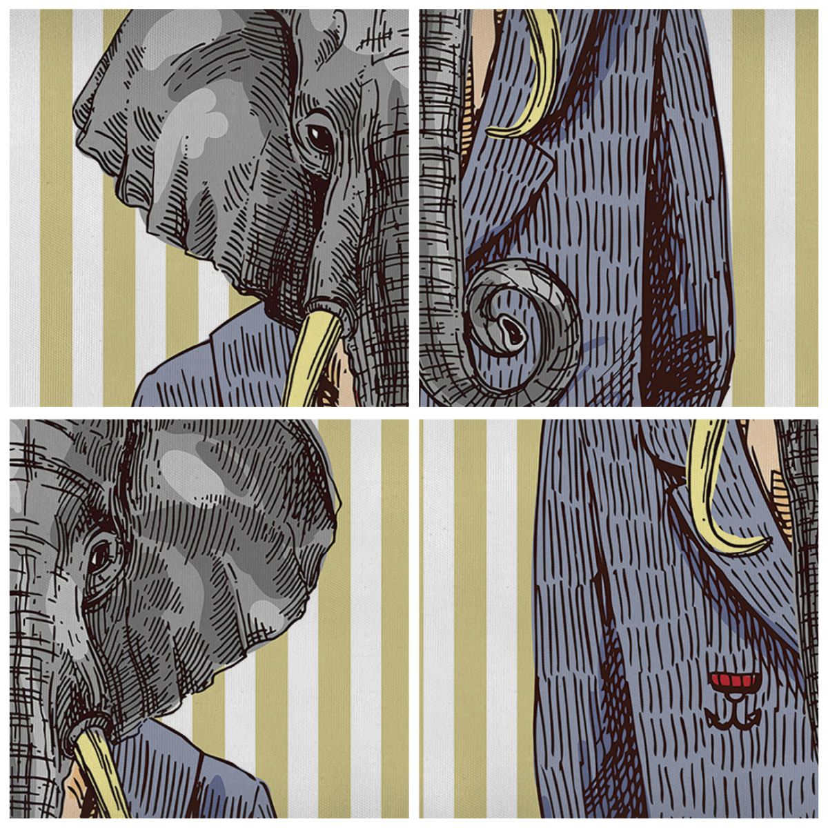 Obraz Na Płótnie - Słoń Elegant  - 150X50 Cm - Ca150X50-3209